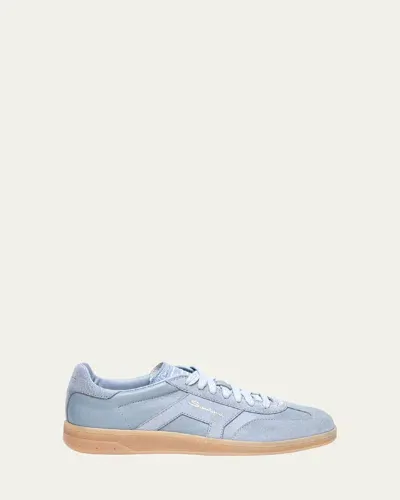 Santoni Dbs Mixed Leather Low-top Sneakers In Blue