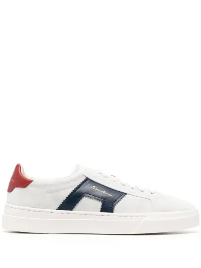 Santoni Double Buckle Low-top Sneakers In Blue