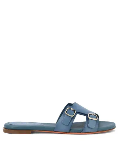 Santoni Double Buckle Sandals Light Blue