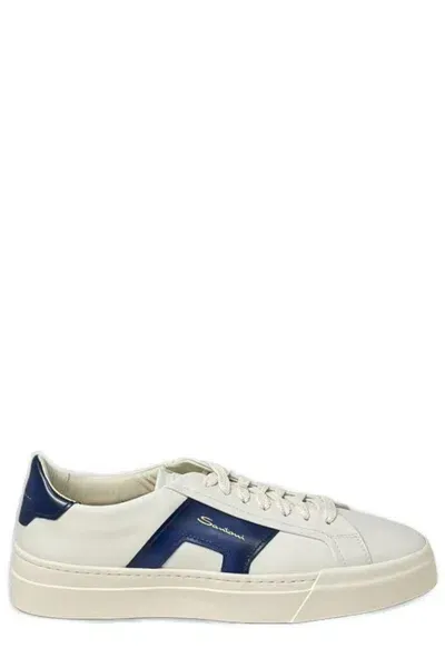 Santoni Double Buckle Sneakers In White