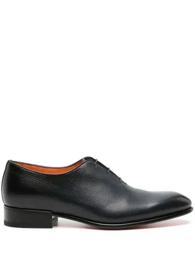 Santoni Faded-effect Leather Oxford Shoes In Blue