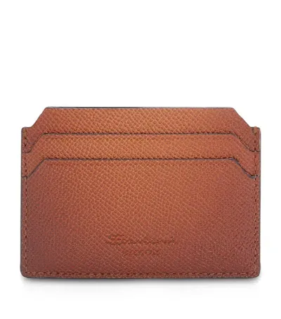 Santoni Leather Card Holder In Gold