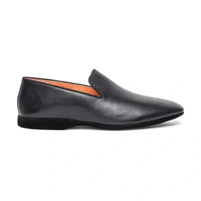 Santoni Men's Black Leather Slipper