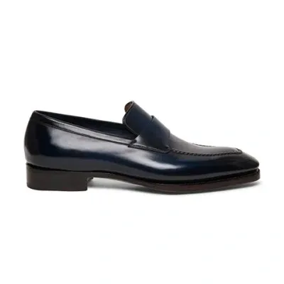 Santoni Men's Blue Leather Limited Edition Penny Loafer