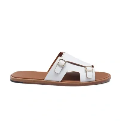 Santoni Men's White Leather Double-buckle Sandal