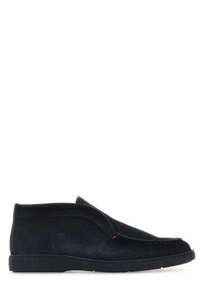 Santoni Midnight Blue Slip-on Boots.