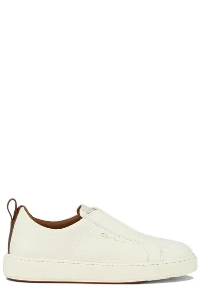 Santoni Round Toe Slip In White