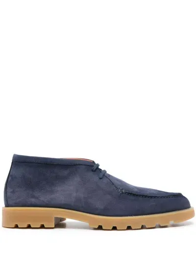 Santoni Suede Desert Boots In Blue