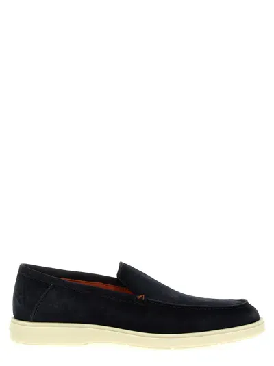 Santoni Suede Loafers In Blue