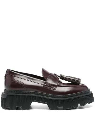 Santoni Tassel-detail Leather Loafers In Purple