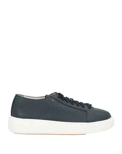 Santoni Anginal Leather Low-top Sneakers In Blue