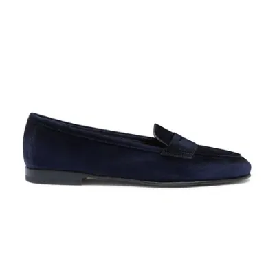 Santoni Women's Blue Suede Carla Loafer