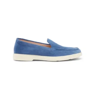 Santoni Women's Blue Suede Loafer