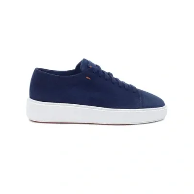 Santoni Women's Blue Suede Sneaker