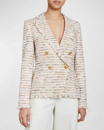 Santorelli Alaia Double-breasted Tweed Jacket In Sand