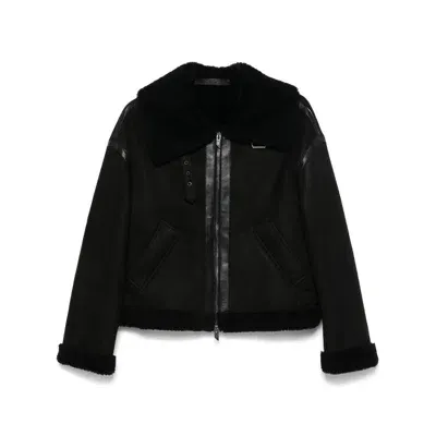 Santoro Leather Outerwears In Black