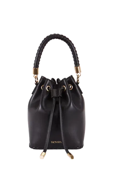 Saonara Mini Bucket Black Piel In Brown