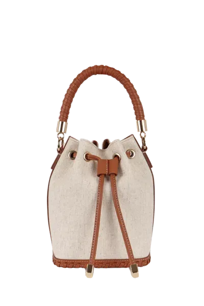 Saonara Mini Bucket Linen / Candy Leather In Brown