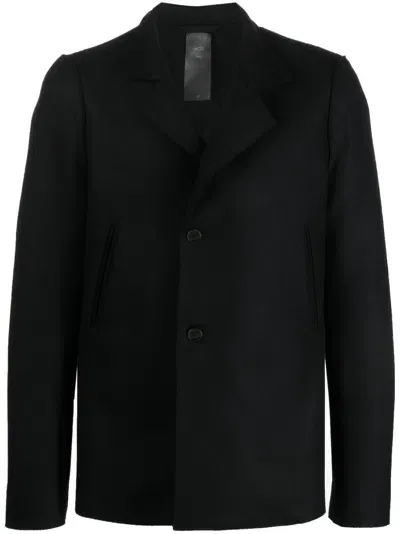 Sapio Double-breasted Cotton-wool Blazer In Nero