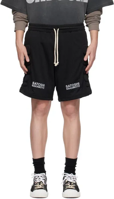 Satoshi Nakamoto Mesh Moto Shorts In Black