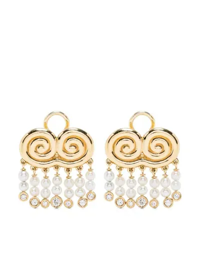 Sauer 18kt Yellow Gold Agni Pearls And Diamonds Earrings