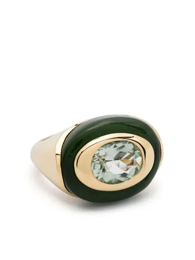 Sauer 18k Yellow Gold Jade And Prasiolite Ring