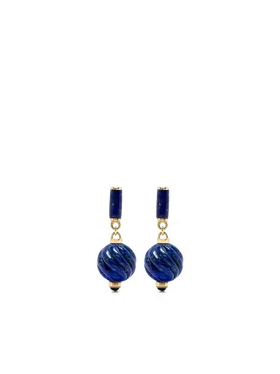 Sauer 18kt Yellow Gold Maria Lapis Lazuli And Sapphire Earrings