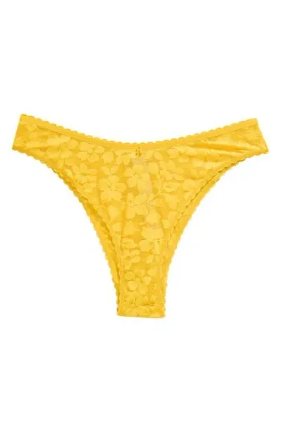 Savage X Fenty Lavish Lace Lace Brazilian Panties In Topaz Yellow