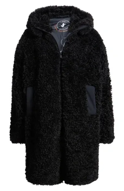 Save The Duck Angelica Faux Shearling Coat In Black