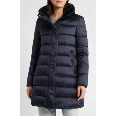 Save The Duck Dalea Water Repellent Puffer Coat With Faux Fur Collar In Black