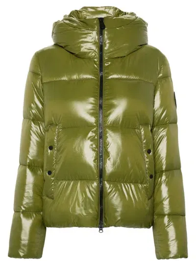 Save The Duck Logo-patch Puffer Jacket In Green