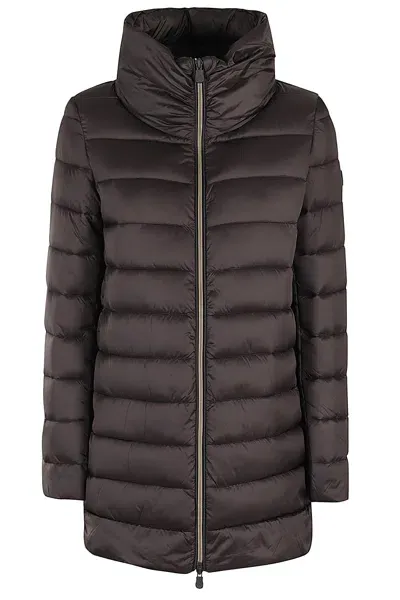 Save The Duck Quilted Padded Parka Coat In Brown