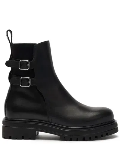 Scarosso Leather Ankle Boots In Black