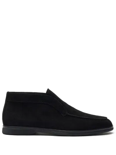 Scarosso Leonardo Suede Ankle Boots In Black