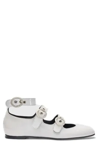 Scarosso Linda Ii Ankle Strap Ballerina Shoes In White