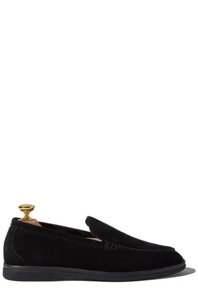 Scarosso Ludovica Almond Toe Loafers In Black