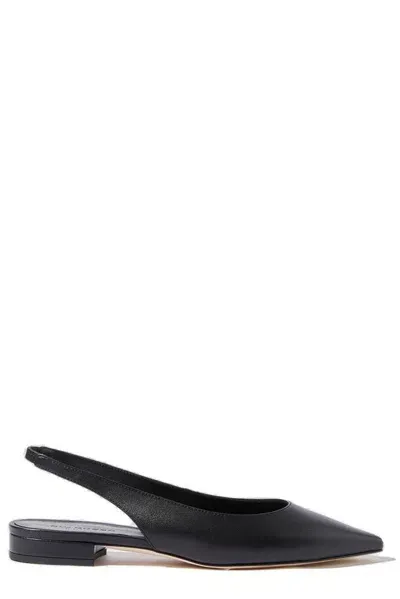 Scarosso Slingback Leather Ballerinas In Black