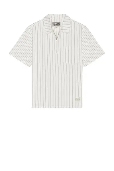 Schott 1/4 Zip Short Sleeve Shirt In White