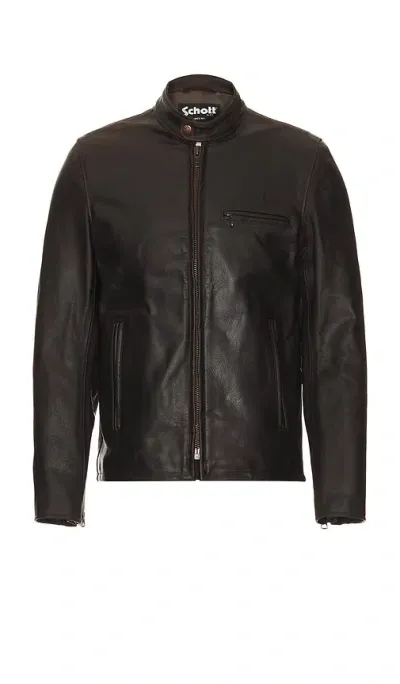 Schott Nyc Cafe Racer Jacket In Brandy