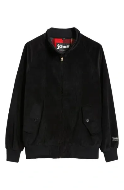 Schott Nyc Corduroy Baracuta Jacket In Black