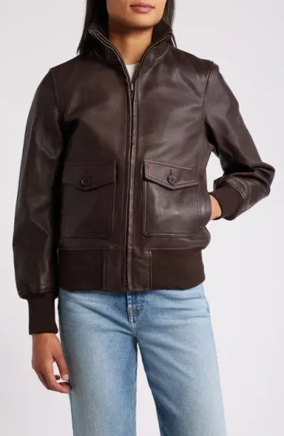 Schott Nyc Leather Flight Jacket In Brown