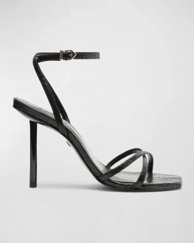 Schutz Eva Leather Crisscross Stiletto Sandals In Black