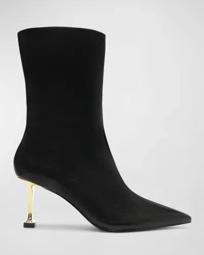 Schutz Firenze Leather Stiletto Booties In Black