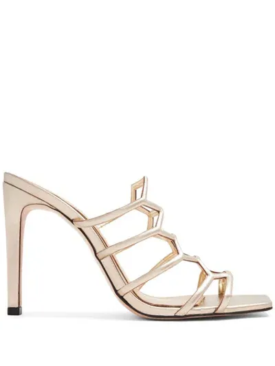 Schutz Julianna Weekend 105mm Leather Mules In Gold