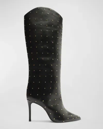 Schutz Maryana Studded Leather Tall Boots In Black