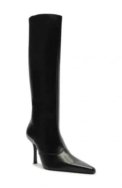 Schutz Raffaela Up Pointed Toe Knee High Boot In Black