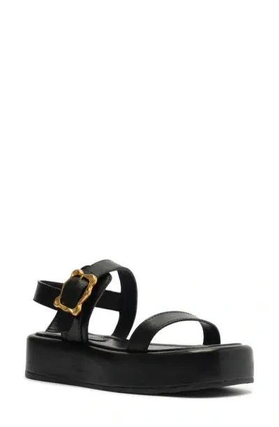 Schutz Wavy Ankle Strap Platform Sandal In Black