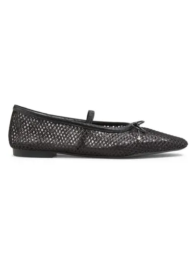 Schutz Arissa Mesh Net Bow Ballerina Flats In Black