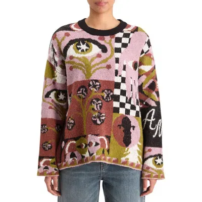 Scotch & Soda Oversize Jacquard Collage Sweater In Free Mind Jacquard