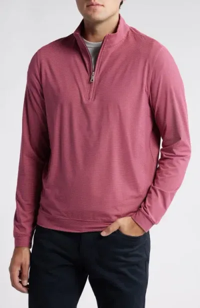 Scott Barber Microstripe Knit Quarter Zip Pullover<br /> In Burgundy